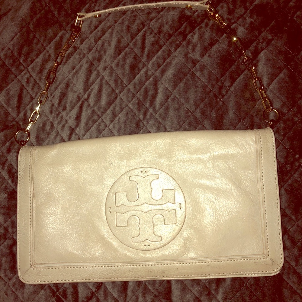 Authentic Tory Burch Large Ivory Clutch